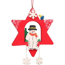 Alexander Taron Stars-4" Red, White, And Green Snowman Sitting On A Star Collectible Christian Ulbricht Ornament