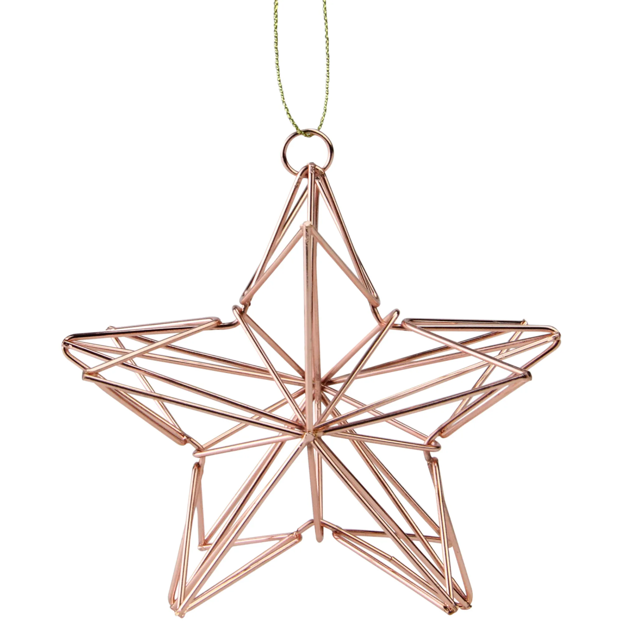 Northlight Stars-4.5" Rose Gold Geometric Wire Star Christmas Ornament