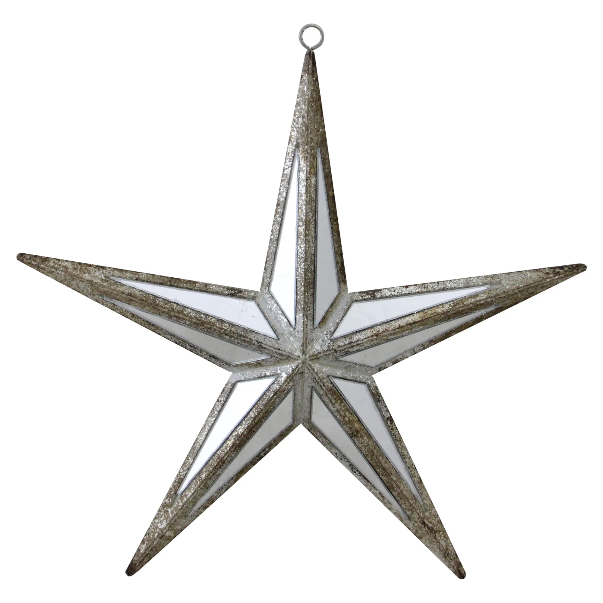 Northlight Stars-7.5" Silver And Brown Mirrored Five Point Star Christmas Ornament