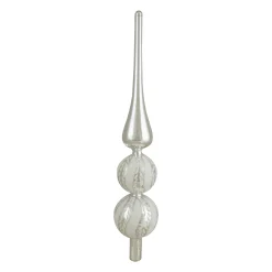 Northlight Finials-14.75" Silver And White Glitter Glass Finial Christmas Tree Topper