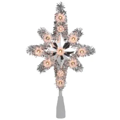 Northlight Stars-11" Silver Lighted Tinsel Star Of Bethlehem Christmas Tree Topper - Clear Lights