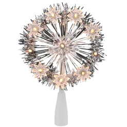 Northlight Stars-7" Silver Pre-Lit Snowflake Starburst Christmas Tree Topper - Clear Lights