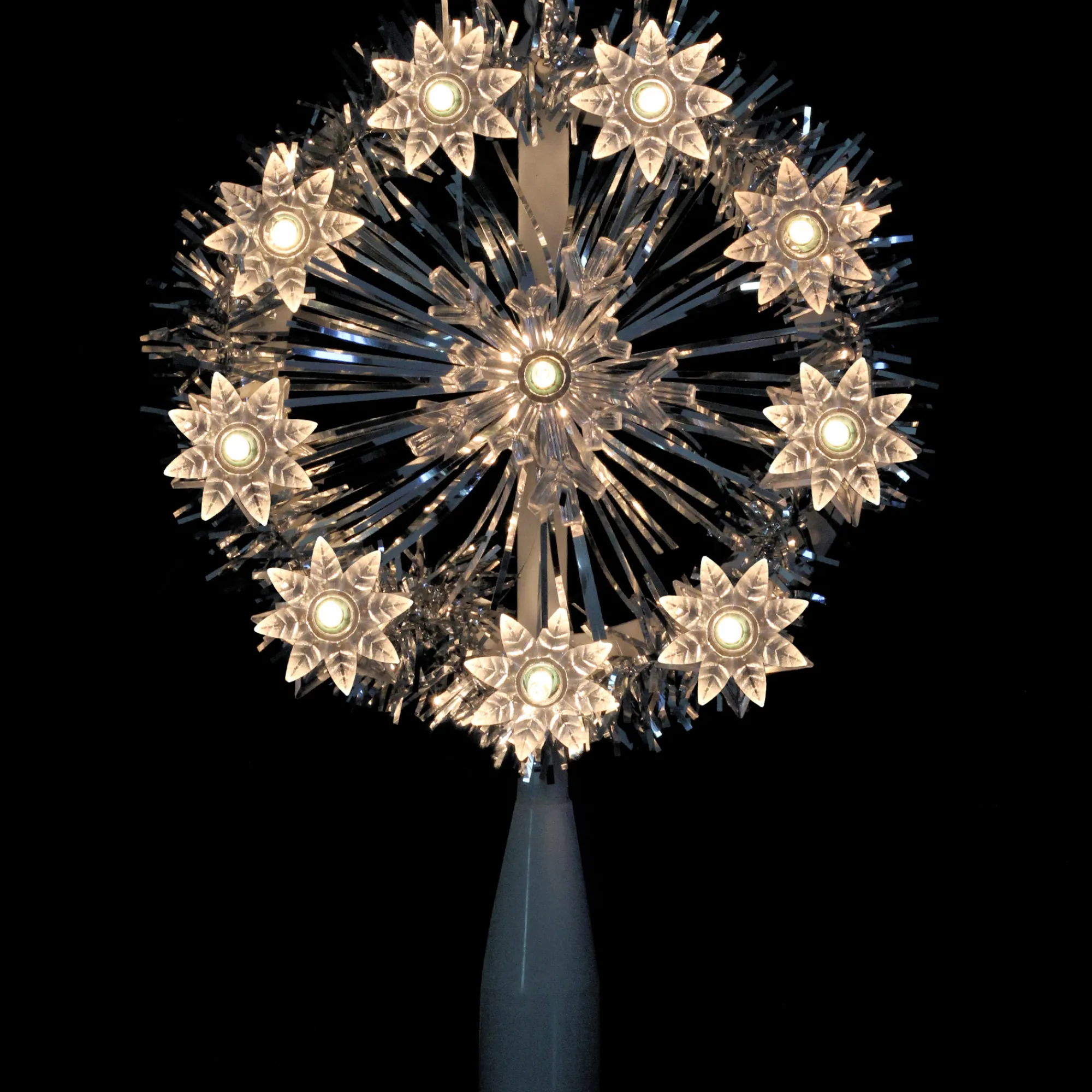 Northlight Stars-7" Silver Pre-Lit Snowflake Starburst Christmas Tree Topper - Clear Lights