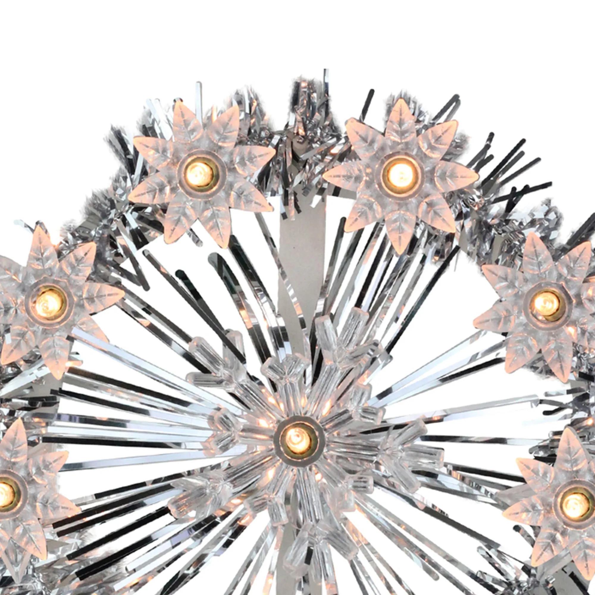 Northlight Stars-7" Silver Pre-Lit Snowflake Starburst Christmas Tree Topper - Clear Lights