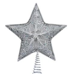 KSA Stars-13.5" Silver Star With Platinum Accents Decorative Christmas Tree Topper