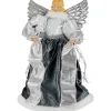 Northlight Angels-12" Slate And Metallic Silver Sequined Angel Christmas Tree Topper, Unlit