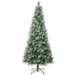 Christmas Central Unlit-7.5' Slim Iced Perry Hard Needle Artificial Christmas Tree, Unlit
