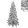 Allstate Unlit-9' Slim Silver Tinsel Noble Pine Artificial Christmas Tree - Unlit