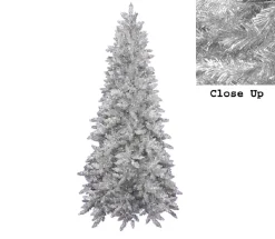 Allstate Unlit-9' Slim Silver Tinsel Noble Pine Artificial Christmas Tree - Unlit