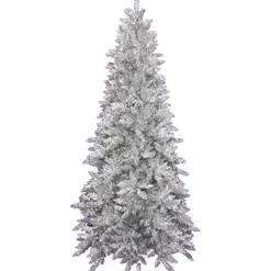 Allstate Unlit-9' Slim Silver Tinsel Noble Pine Artificial Christmas Tree - Unlit