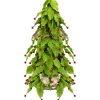 Roman Topiaries-1.5' Slim Twas Night Red Holly Berry And Leaf Artificial Christmas Cone Tree - Unlit