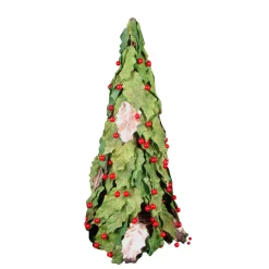 Roman Topiaries-1.5' Slim Twas Night Red Holly Berry And Leaf Artificial Christmas Cone Tree - Unlit