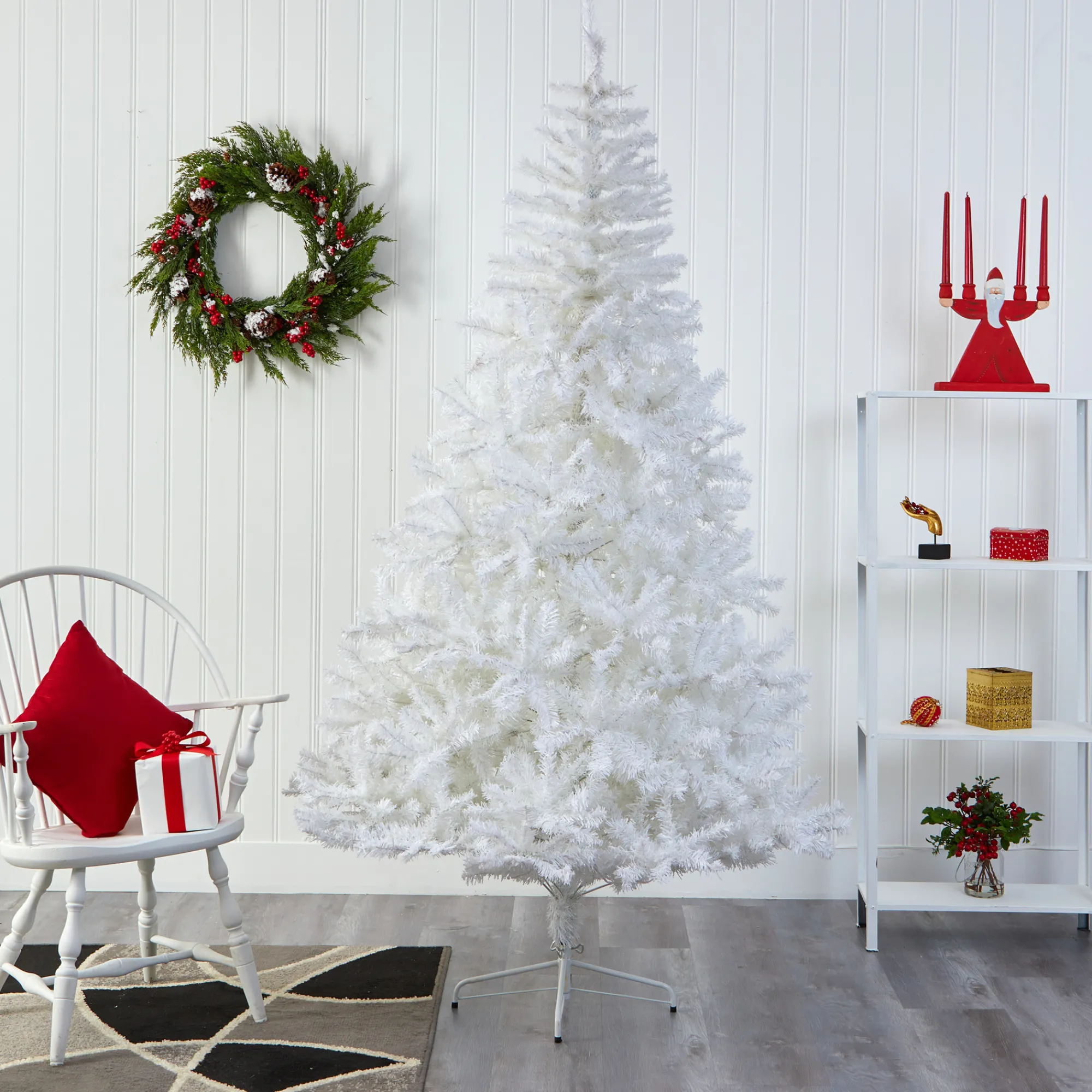 Nearly Natural Unlit-7' Snow White Artificial Christmas Tree, Unlit