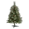Nearly Natural Unlit-3' Snowed French Pine Artificial Christmas Tree With Pinecones, Unlit