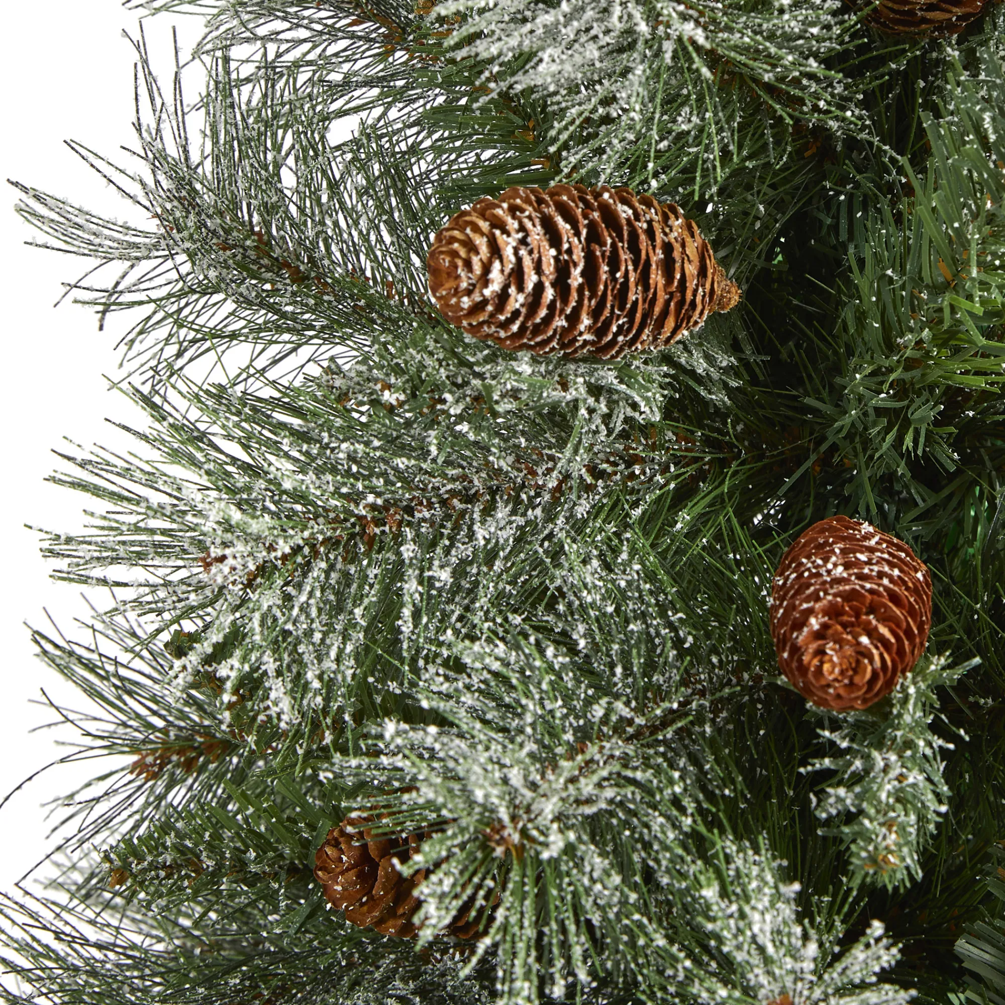 Nearly Natural Unlit-3' Snowed French Pine Artificial Christmas Tree With Pinecones, Unlit