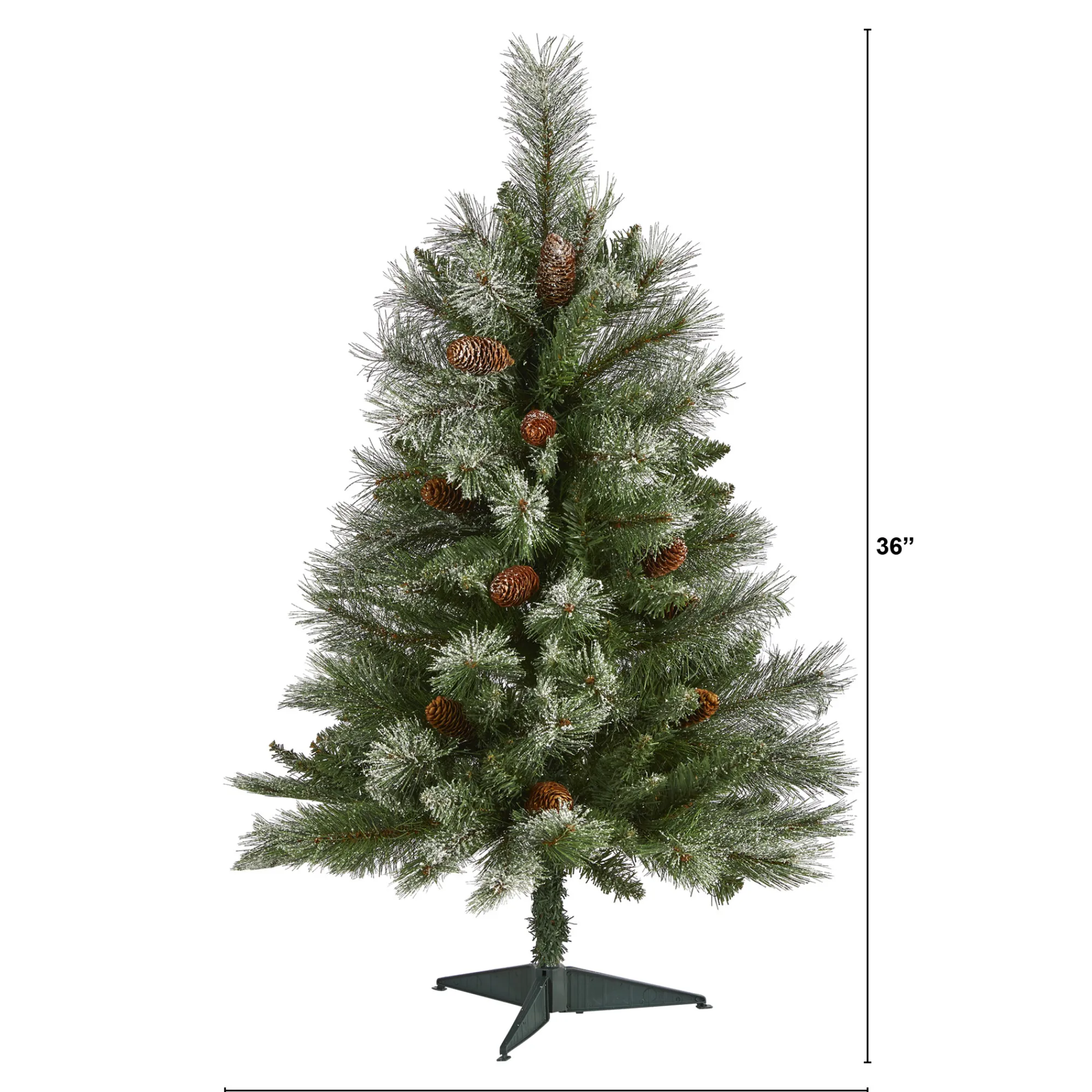 Nearly Natural Unlit-3' Snowed French Pine Artificial Christmas Tree With Pinecones, Unlit