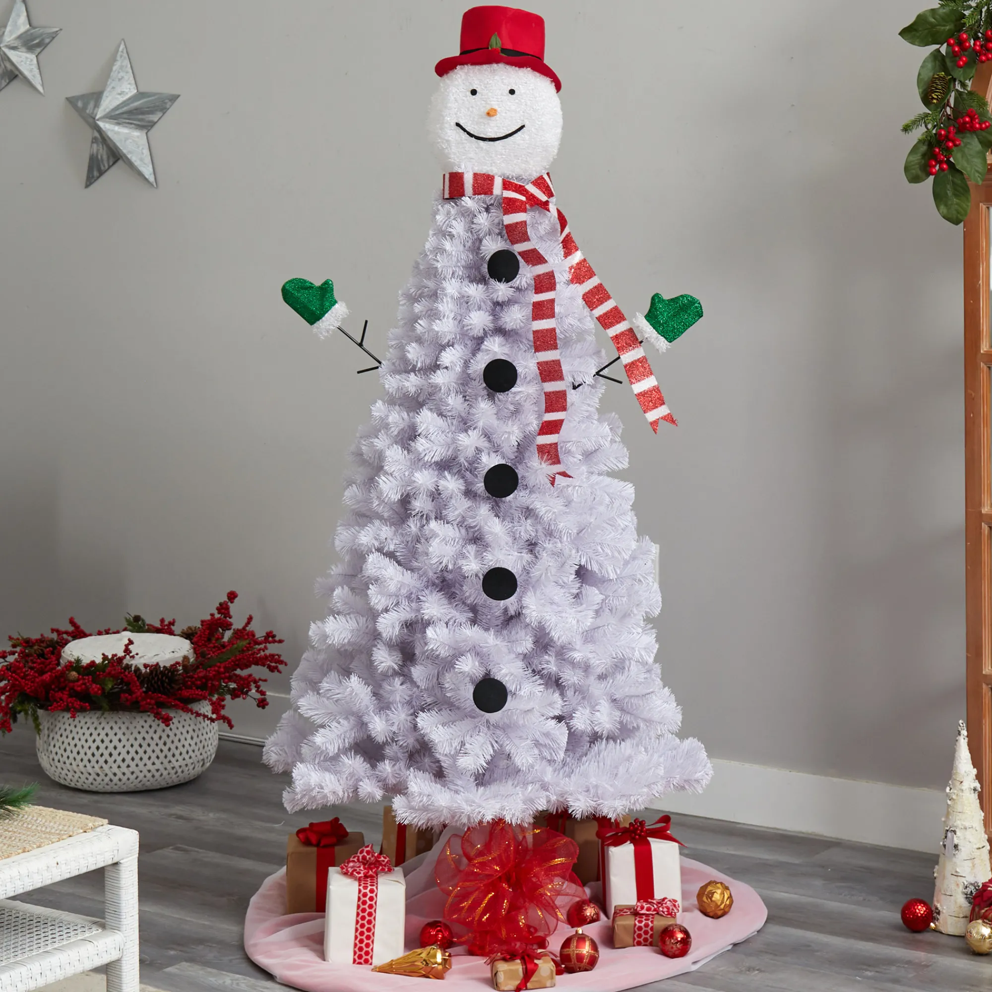 Nearly Natural Unlit-6.5' Snowman Artificial Christmas Tree, Unlit