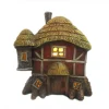 Contemporary Home Living Finials-6" Thatched Roof Barn Fairy Garden Statue - Battery Operated