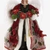 Roman Angels-16" Traditional Burgundy Red Angel With Poinsettia Christmas Tree Topper - Unlit