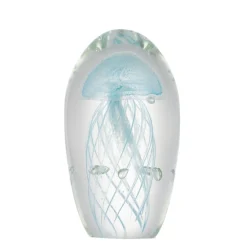 A&B Home Real Tree Stands-6.5" White And Blue Jellyfish Glass Egg Accent