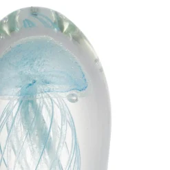 A&B Home Real Tree Stands-6.5" White And Blue Jellyfish Glass Egg Accent