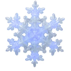 Kurt Adler Snowflake-9.25" White And Blue Lighted Sparkly Snowflake Christmas Tree Topper - Clear Lights
