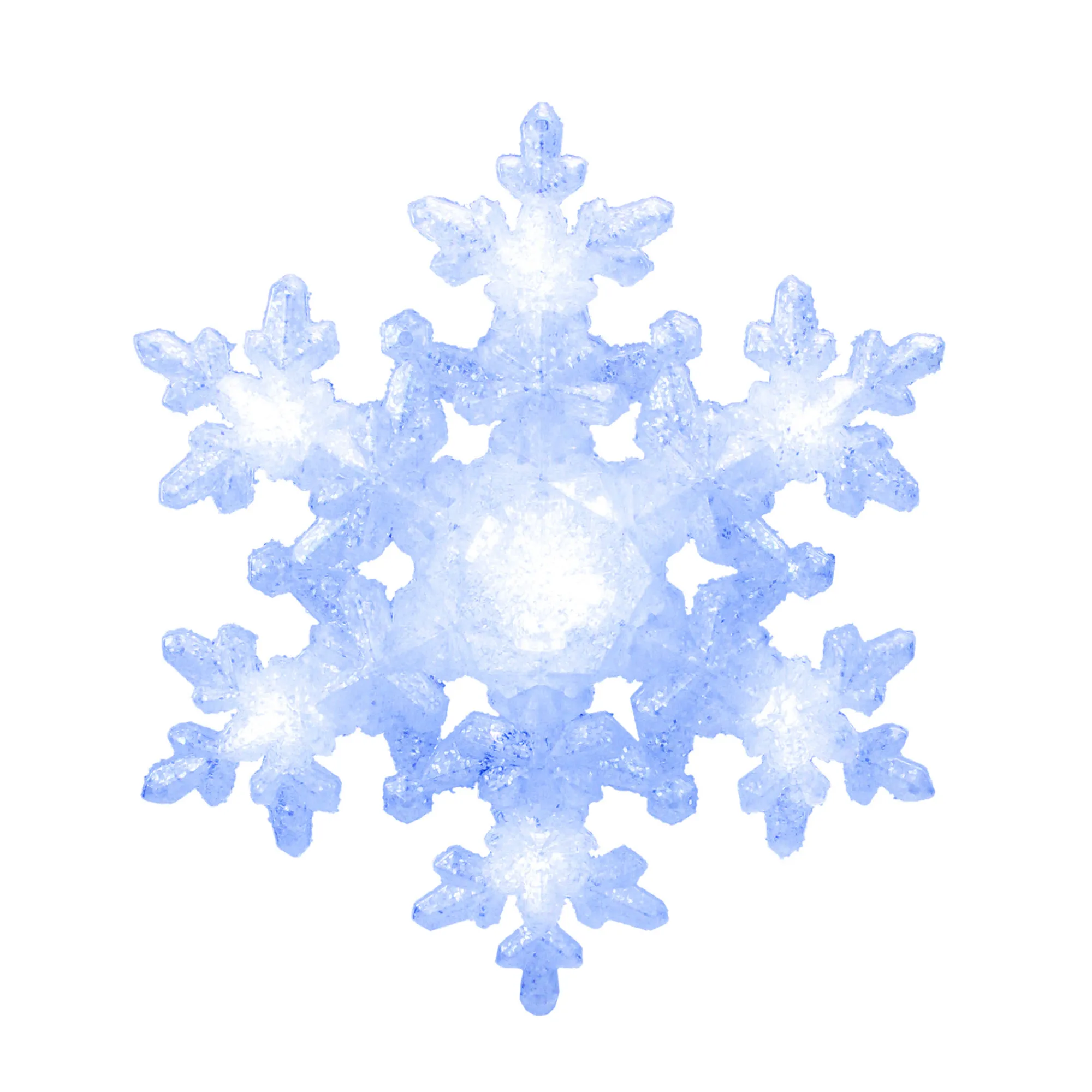 Kurt Adler Snowflake-9.25" White And Blue Lighted Sparkly Snowflake Christmas Tree Topper - Clear Lights