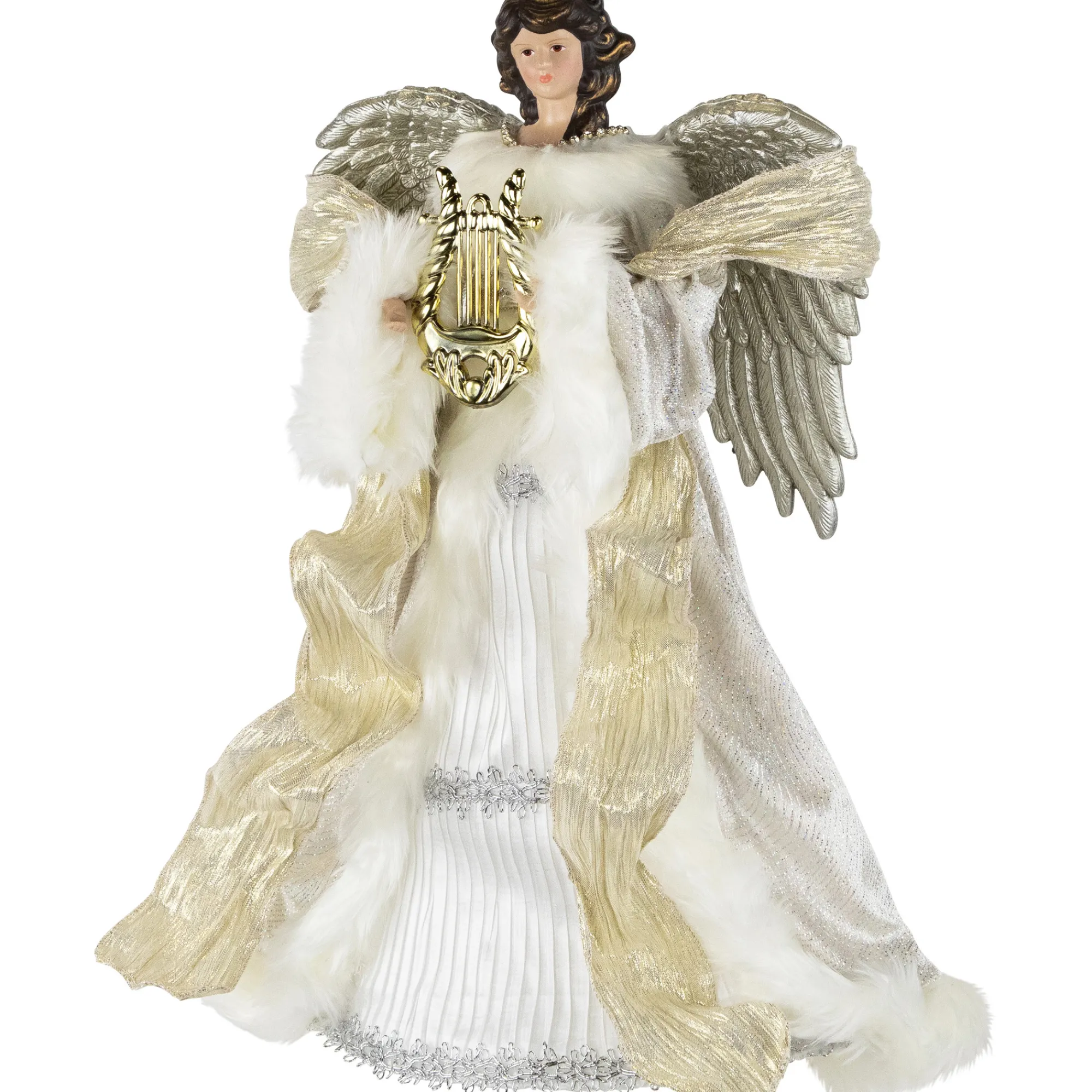 Northlight Angels-18" White And Silver Angel Christmas Tree Topper, Unlit