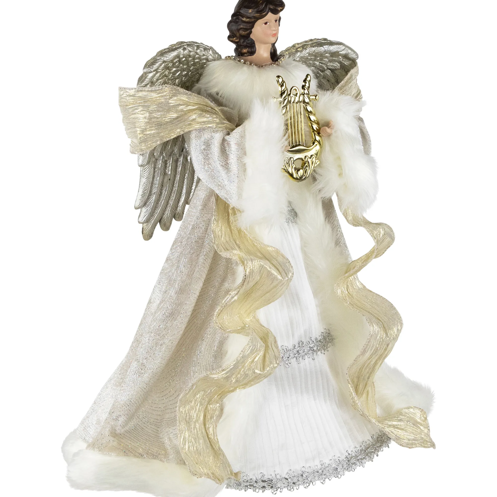 Northlight Angels-18" White And Silver Angel Christmas Tree Topper, Unlit