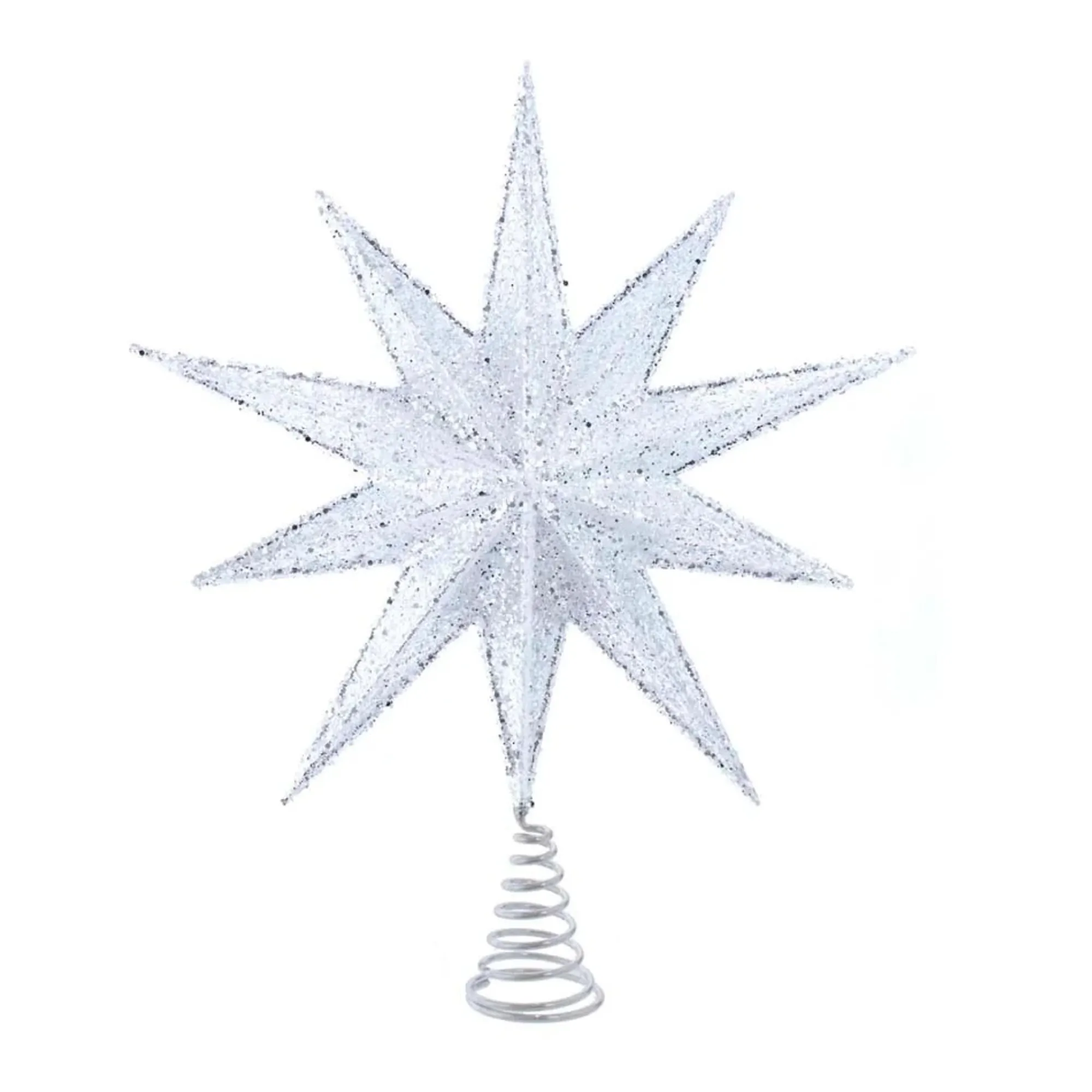 KSA Stars-19.25" White And Silver Bethlehem Star Christmas Tree Topper, Unlit