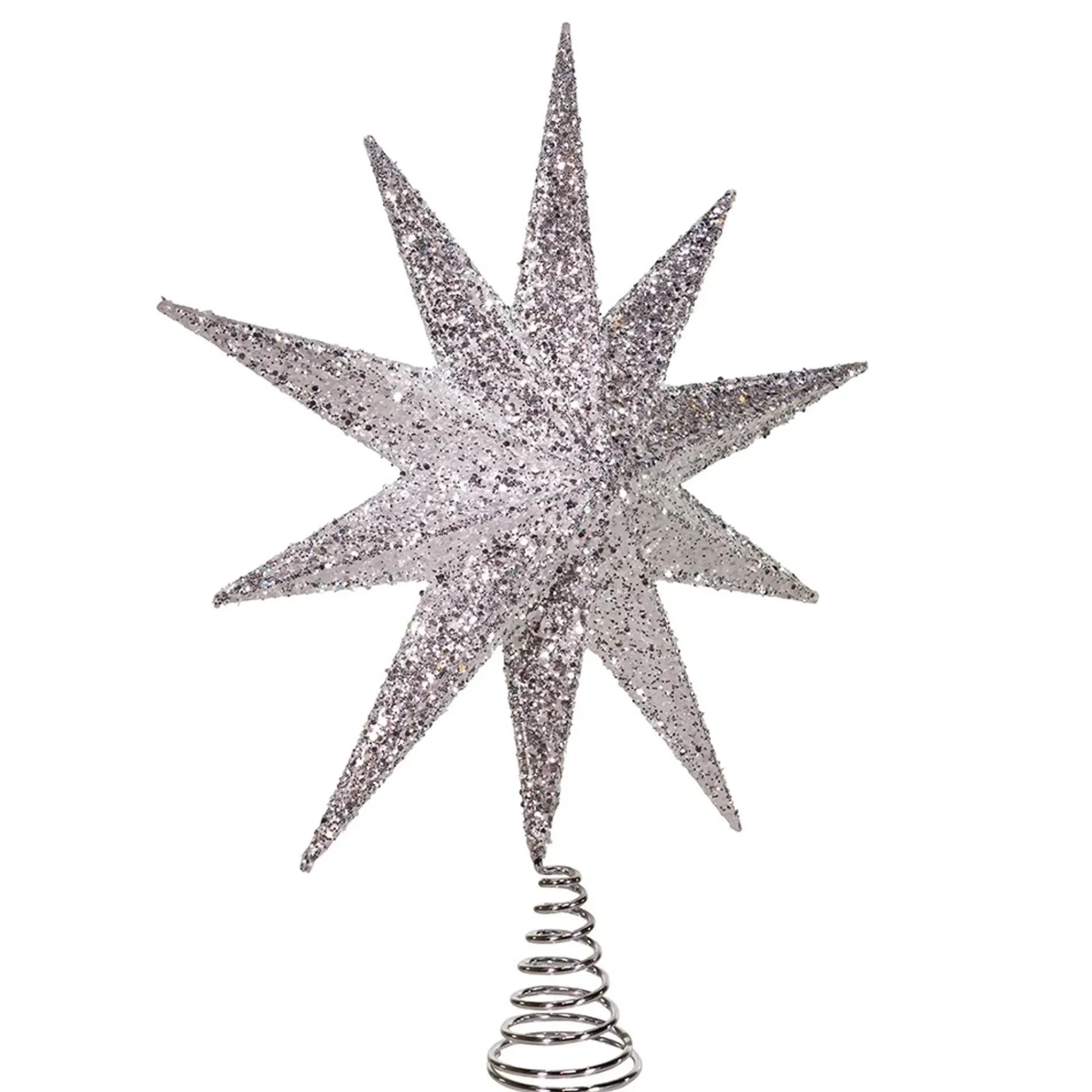 KSA Stars-19.25" White And Silver Bethlehem Star Christmas Tree Topper, Unlit