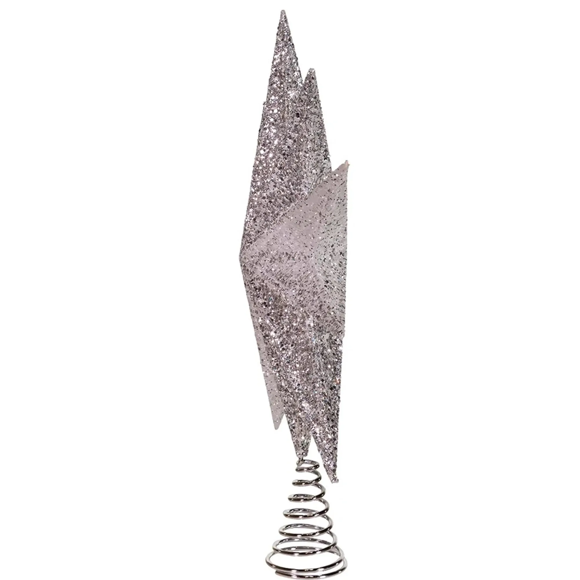 KSA Stars-19.25" White And Silver Bethlehem Star Christmas Tree Topper, Unlit