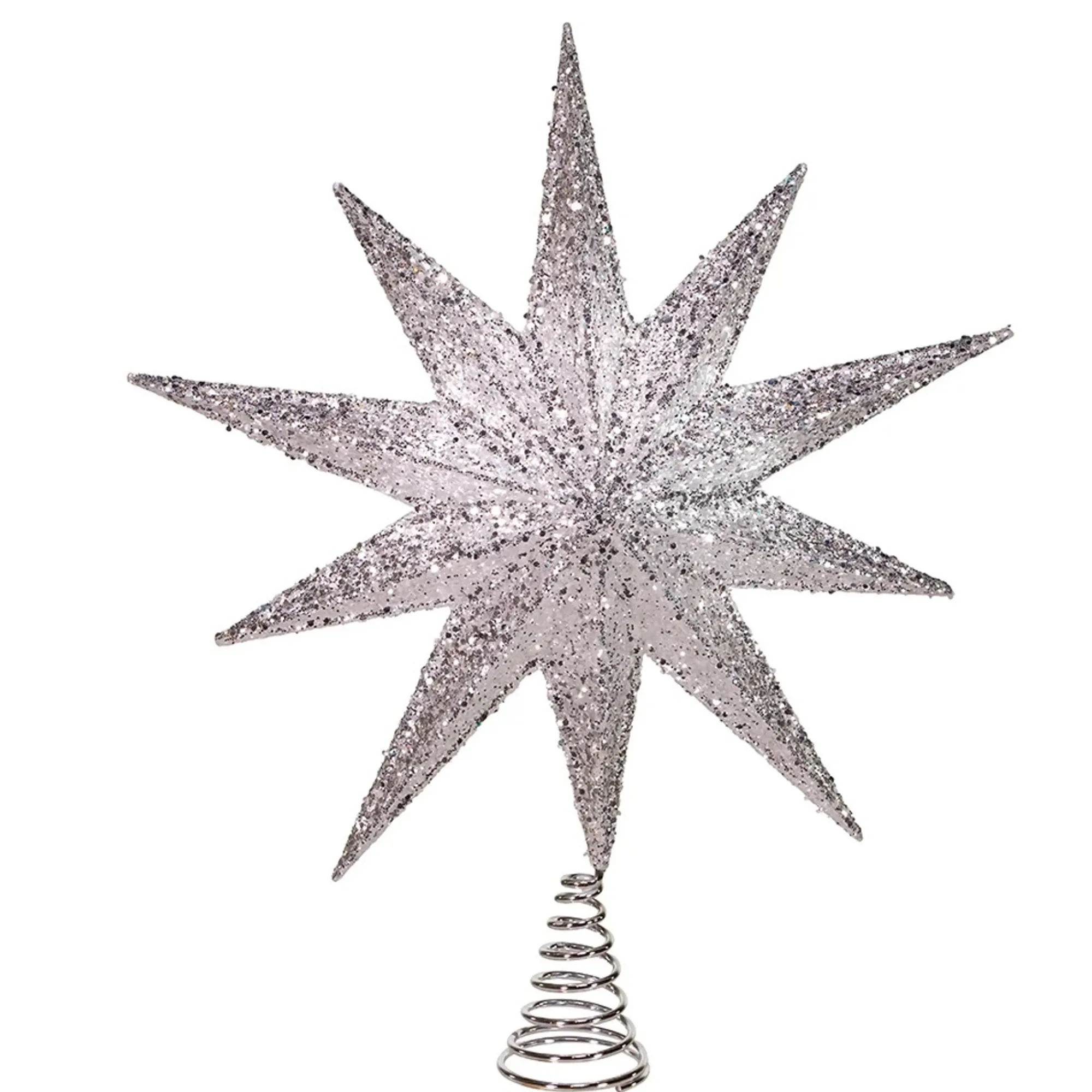 KSA Stars-19.25" White And Silver Bethlehem Star Christmas Tree Topper, Unlit