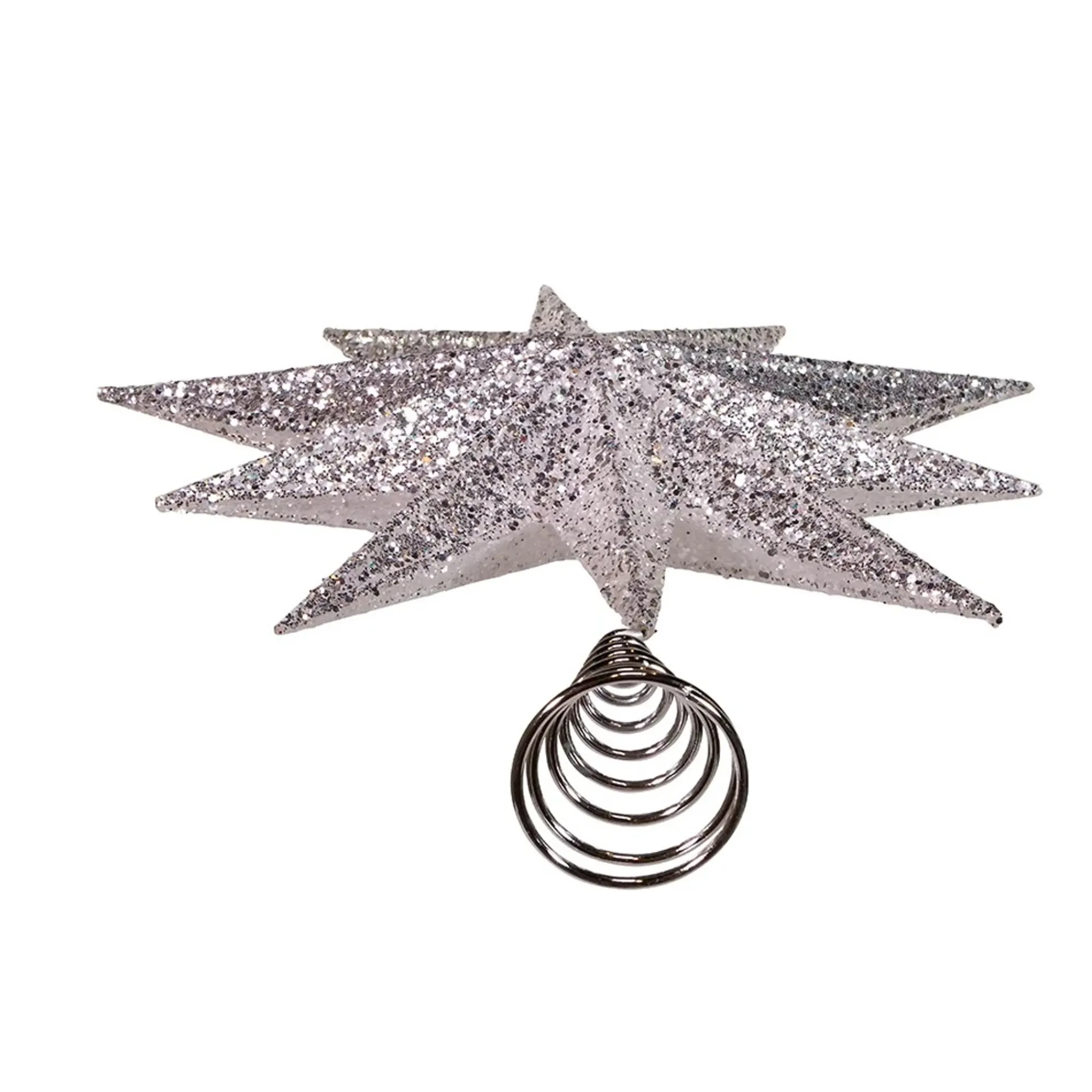 KSA Stars-19.25" White And Silver Bethlehem Star Christmas Tree Topper, Unlit