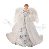Contemporary Home Living Stars-16.5" White And Silver Winter Snowflake Angel Christmas Tree Topper, Unlit