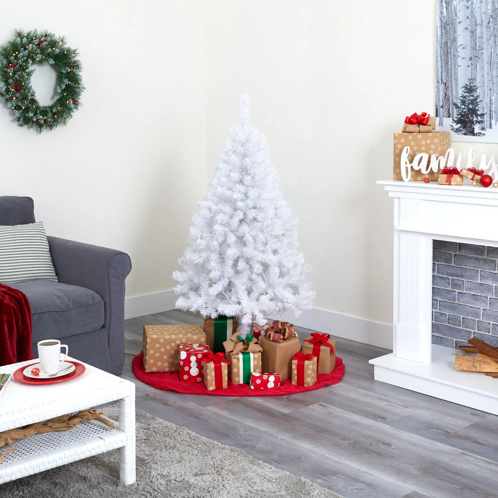 Nearly Natural Unlit-6' White Artificial Christmas Tree, Unlit
