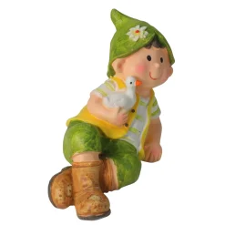 Northlight Finials-7.5" Young Boy Gnome Laying With Duck Spring Outdoor Garden Figure