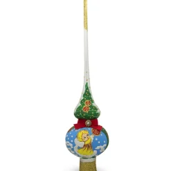 BESTPYSANKY Angels-Angel Decorating Tree On White Glass Christmas Tree Topper 11 Inches