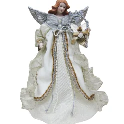 CC Christmas Decor Angels-16"Angel With Harp Christmas Tree Topper, Unlit