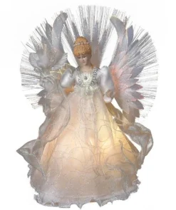 Kurt Adler Finials-Angel With Multi Color Fiber Optic Light Up Wings Christmas Tree Topper Ul2192