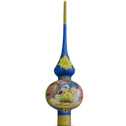 BESTPYSANKY Angels-Angels Admire Jesus Nativity Scene On Blue Christmas Tree Topper 11 Inches - Bbb-275-B