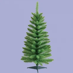 KSA Unlit-Artificial Green Pine Christmas Tree With Plastic Base 4.5'- Unlit