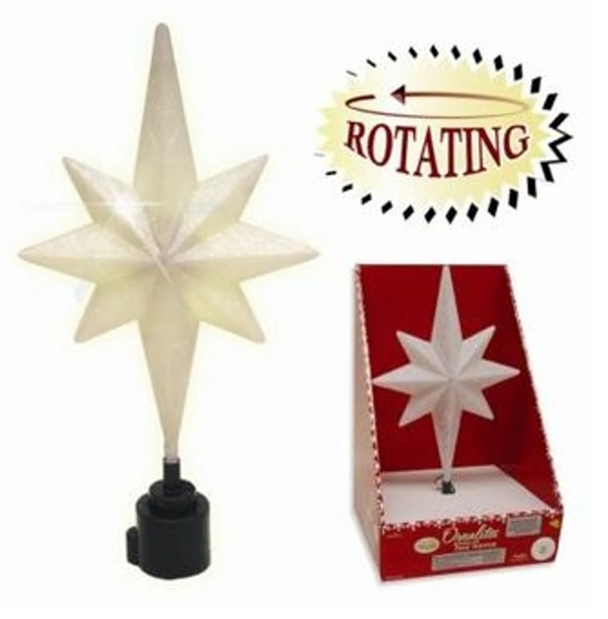 Brite Star Stars-Battery Operated Warm White Led Lighted Bethlehem Star Rotating Christmas Tree Topper