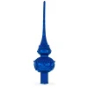 BESTPYSANKY Finials-Bejeweled Chandelier On Blue Glass Christmas Tree Topper 11 Inches