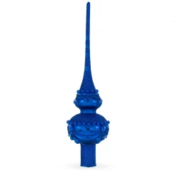 BESTPYSANKY Finials-Bejeweled Chandelier On Blue Glass Christmas Tree Topper 11 Inches