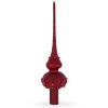 BESTPYSANKY Finials-Bejeweled Chandelier On Red Glass Christmas Tree Topper 11 Inches
