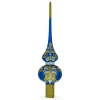 BESTPYSANKY Finials-Bejeweled Gold On Blue Glass Christmas Tree Topper 11 Inches