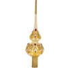 BESTPYSANKY Snowflake-Bejeweled With Golden Leaves And Red Sapphires Glass Christmas Tree Topper 11 Inches