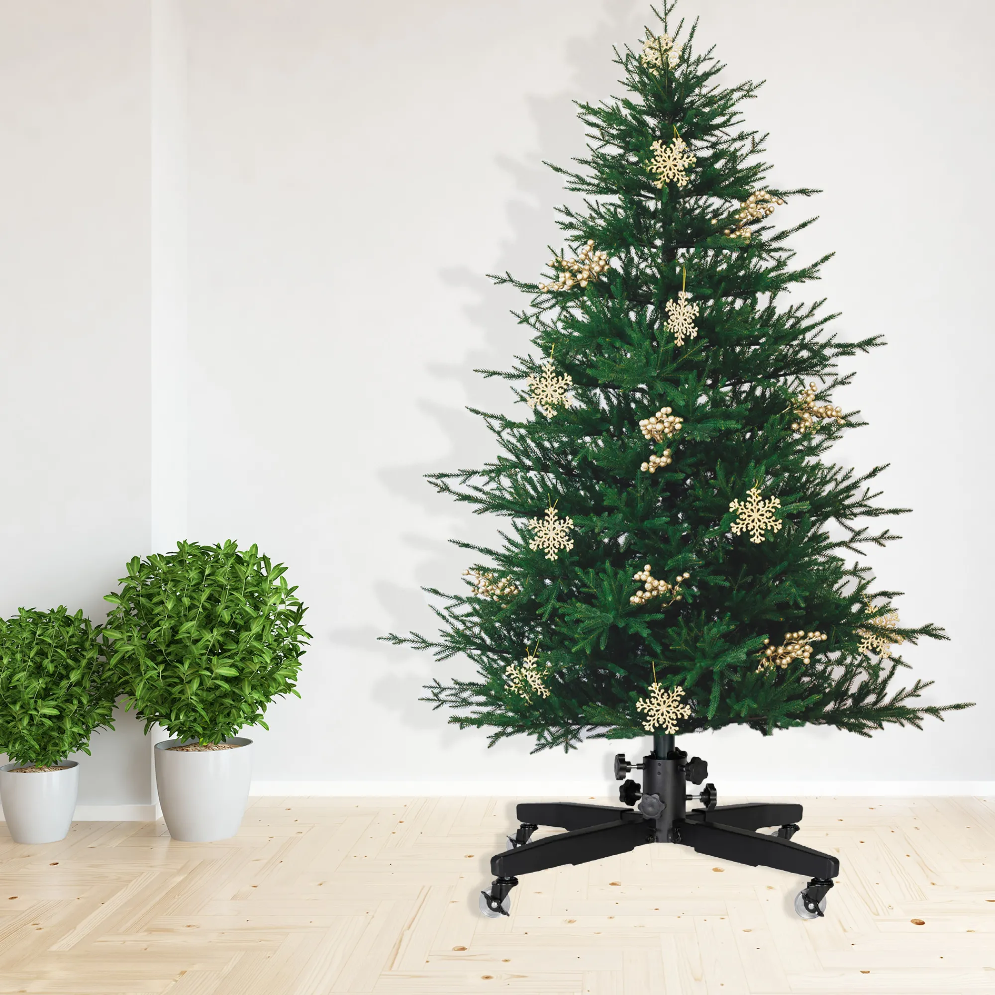 Northlight Artificial Tree Stands-Black Rolling Christmas Tree Stand For 7'-12' Artificial Trees