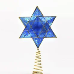 CC Christmas Decor Stars-Blue And Gold Colored Hanukkah Star Led Tree Topper